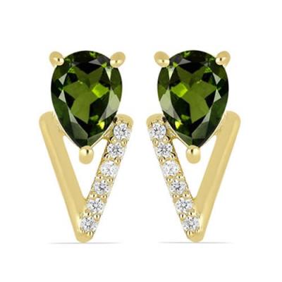 BUY STERLING SILVER NATURAL GREEN SAPPHIRE GEMSTONE CLASSIC EARRINGS
